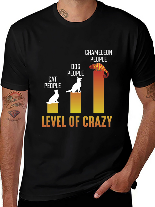 Level of Crazy Graphic T-Shirt - Cat Dog Chameleon People
