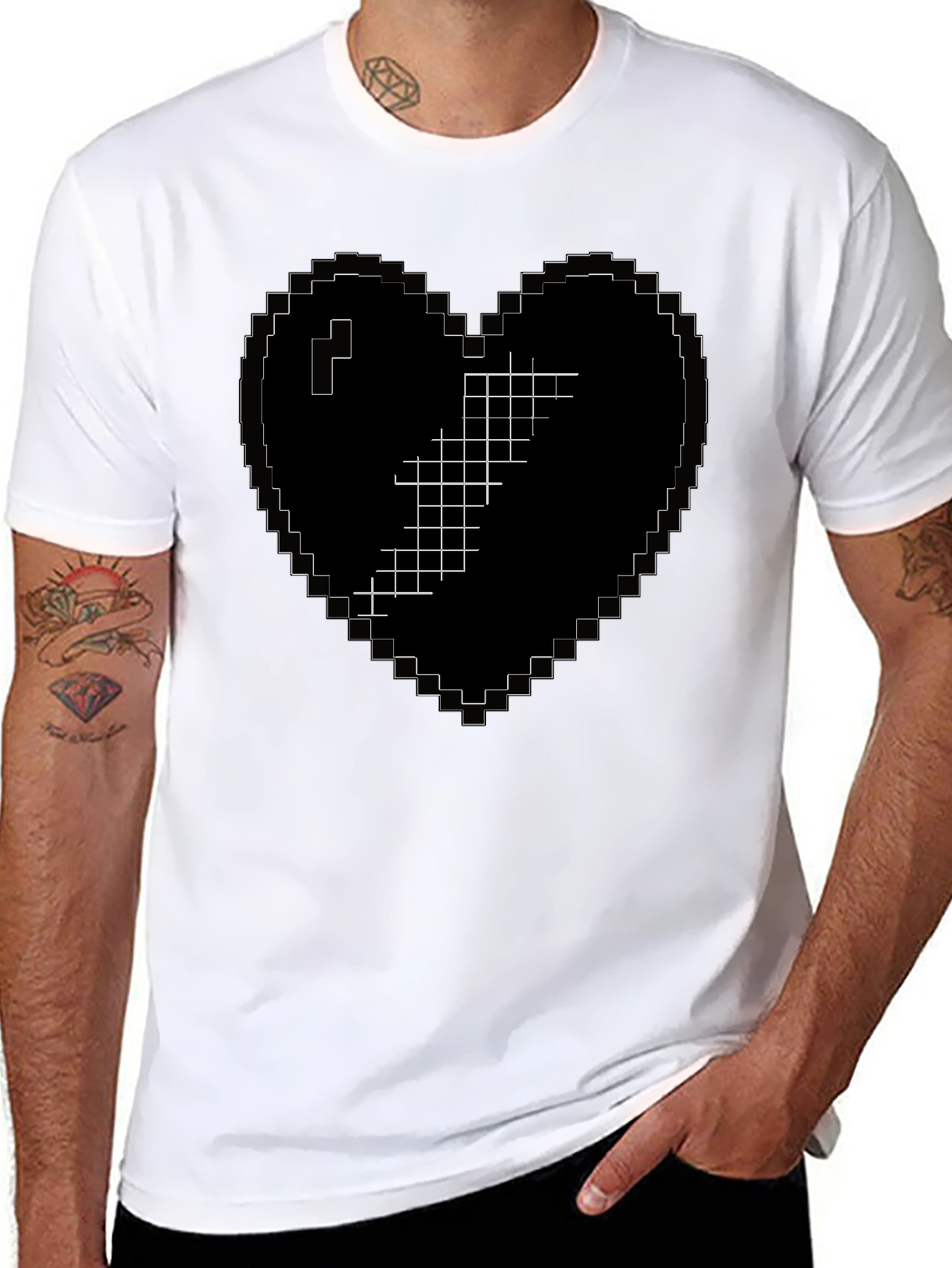 Pixelated Heart Broken Graphic T-Shirt
