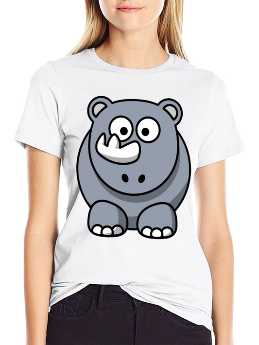 Cartoon Rhino Graphic T-Shirt - Black