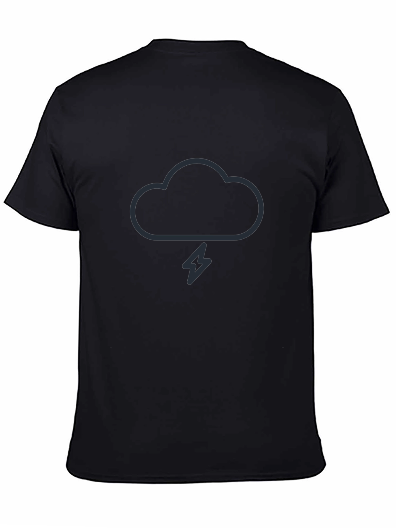 Cloud Lightning Bolt Graphic Tee - Black Cotton T-Shirt