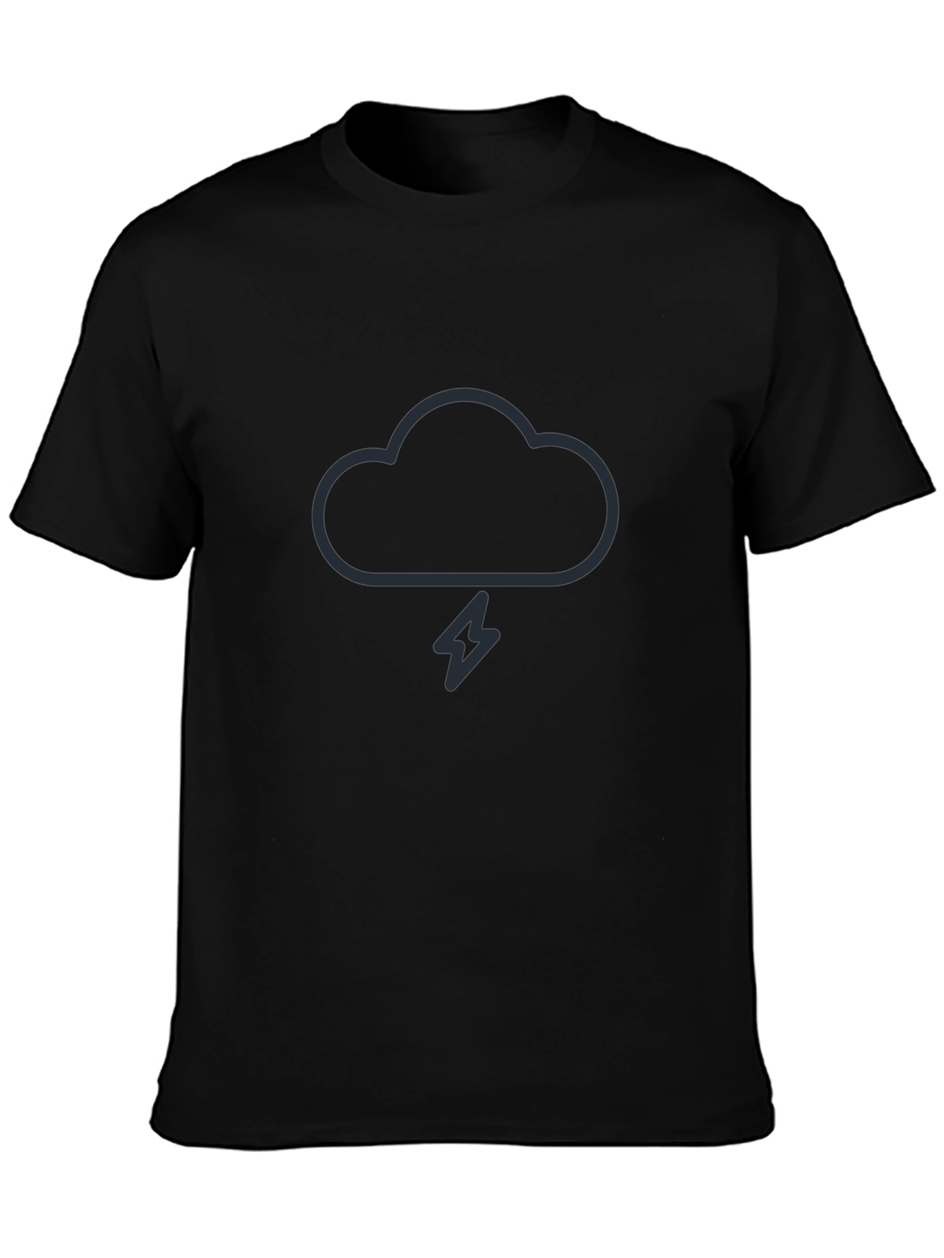 Cloud Lightning Bolt Graphic Tee - Black Cotton T-Shirt