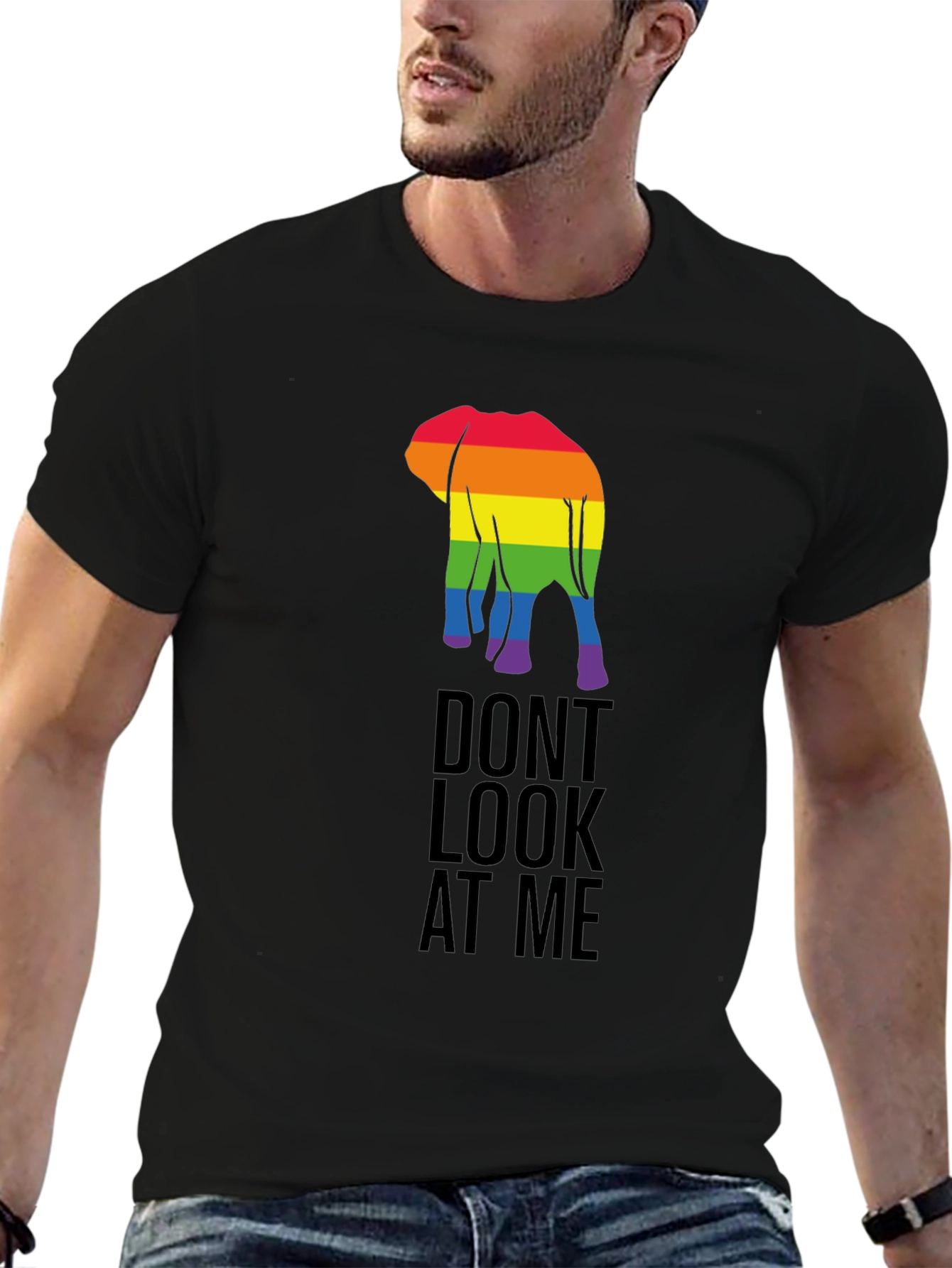 LGBT Elephant Graphic Tee - Dont Look At Me