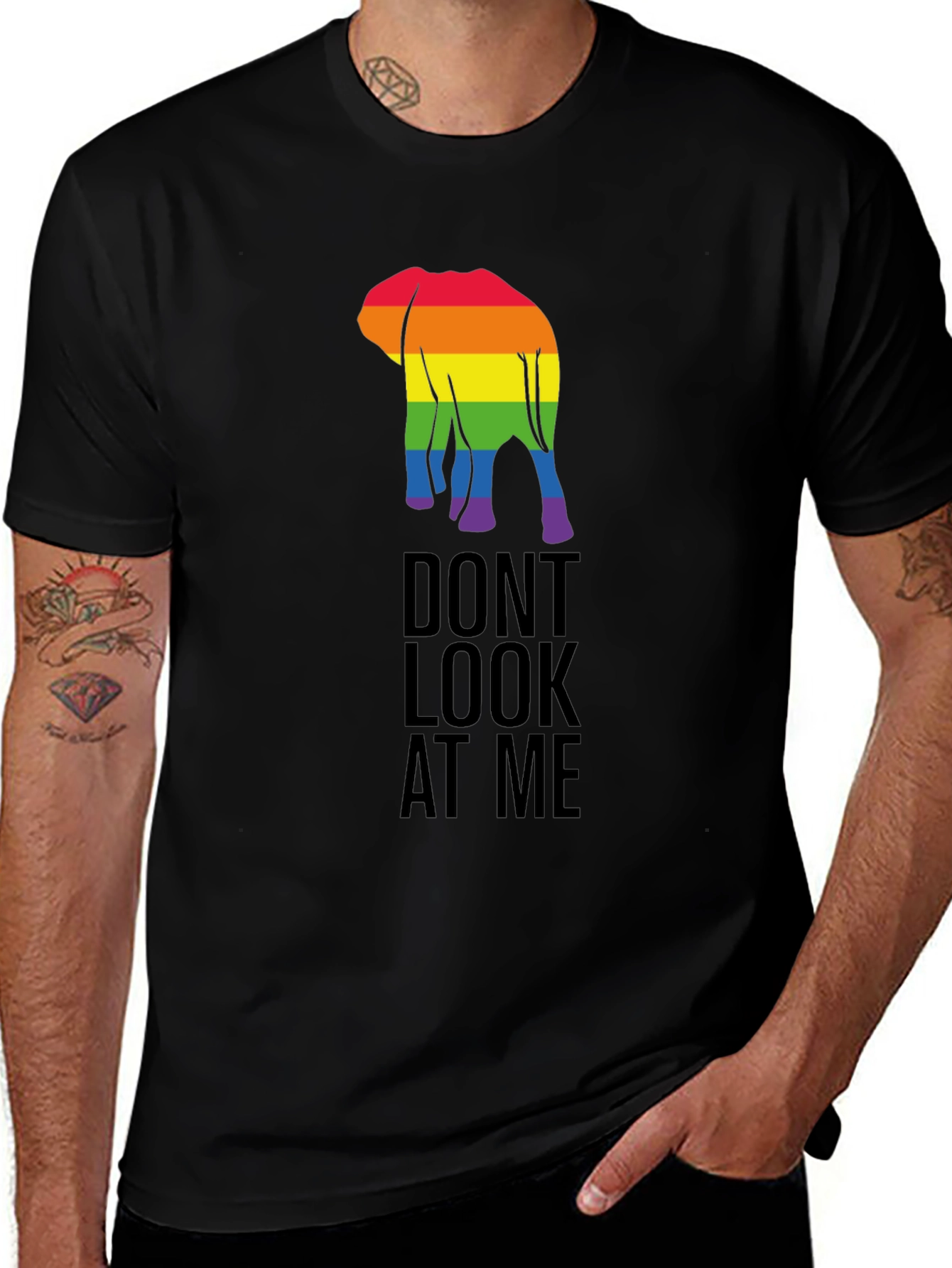LGBT Elephant Graphic Tee - Dont Look At Me