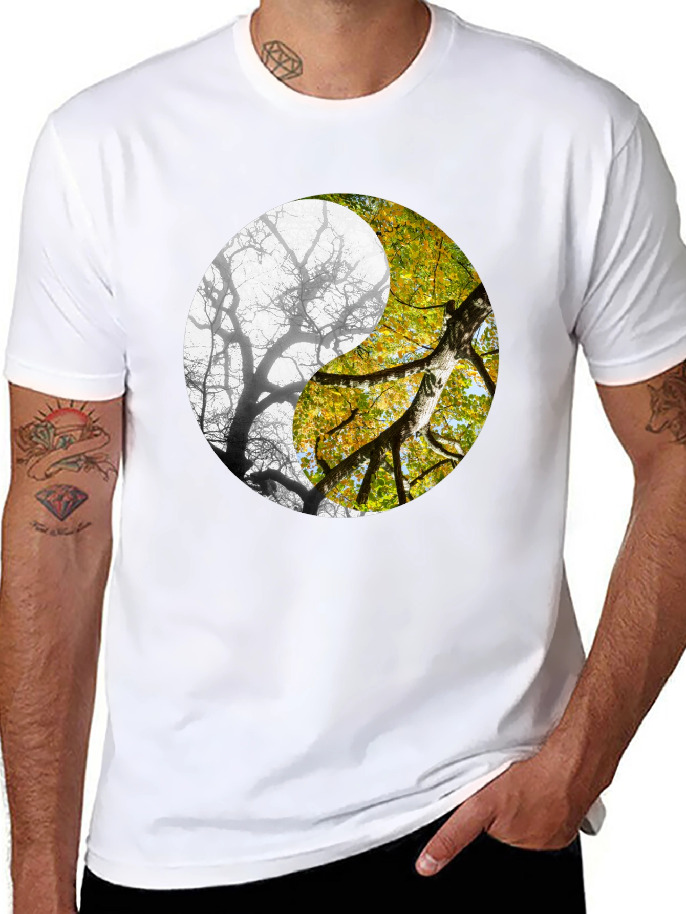 Yin Yang Tree Graphic Tee - Nature Inspired Design