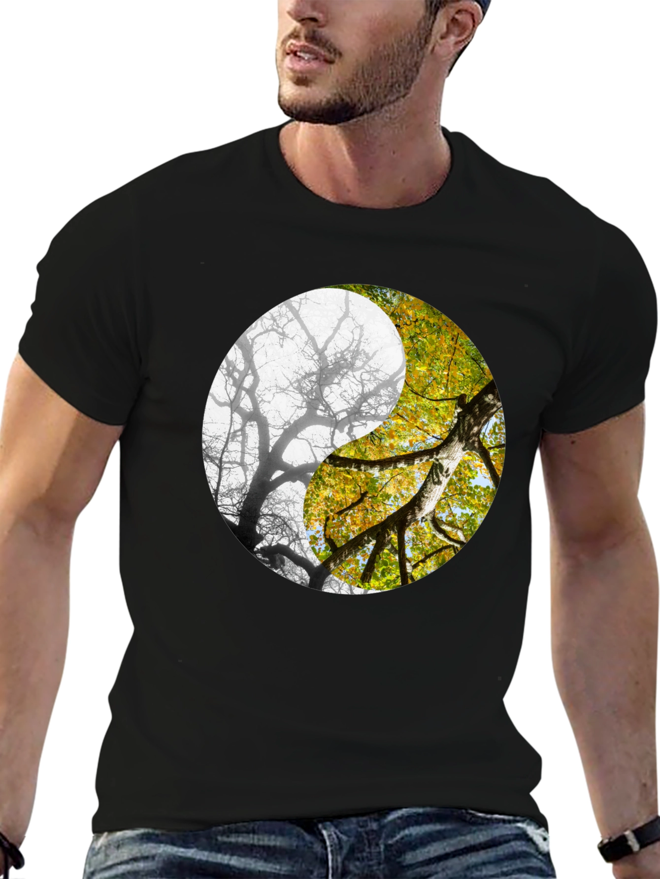 Yin Yang Tree Graphic Tee - Nature Inspired Design