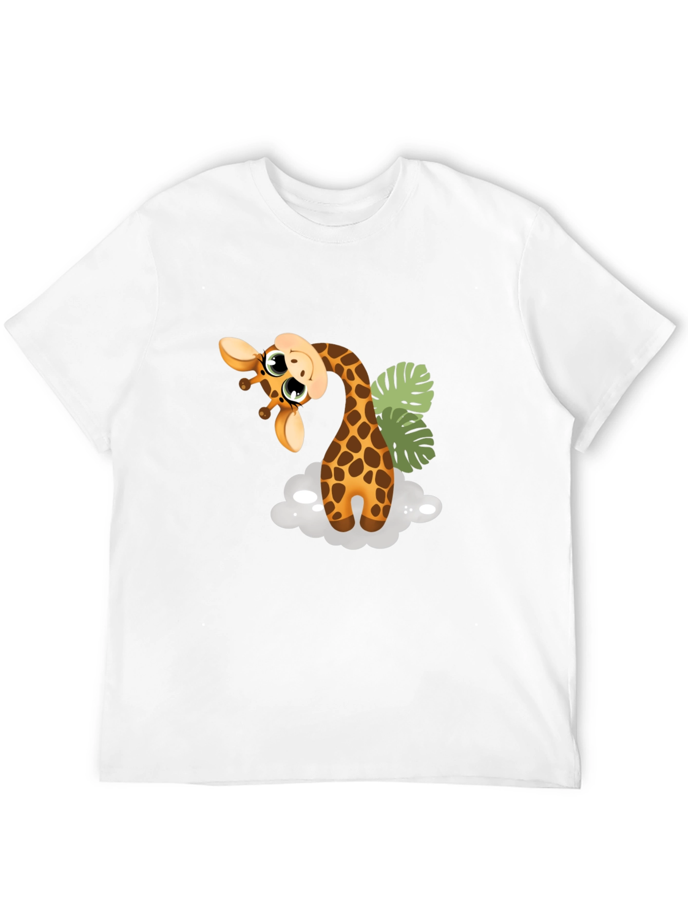 Cute Giraffe Graphic Tee - Black Cotton T-Shirt