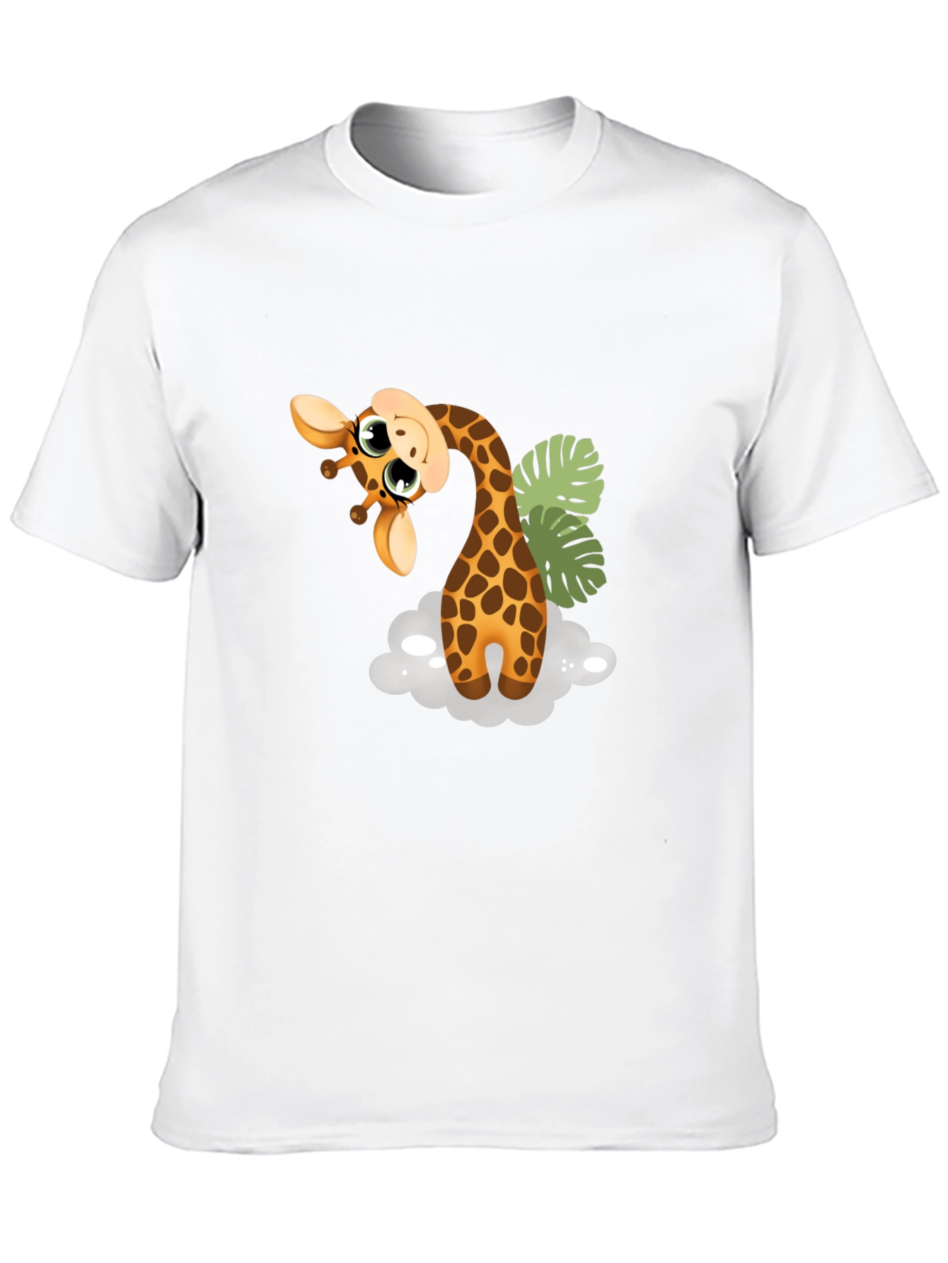 Cute Giraffe Graphic Tee - Black Cotton T-Shirt