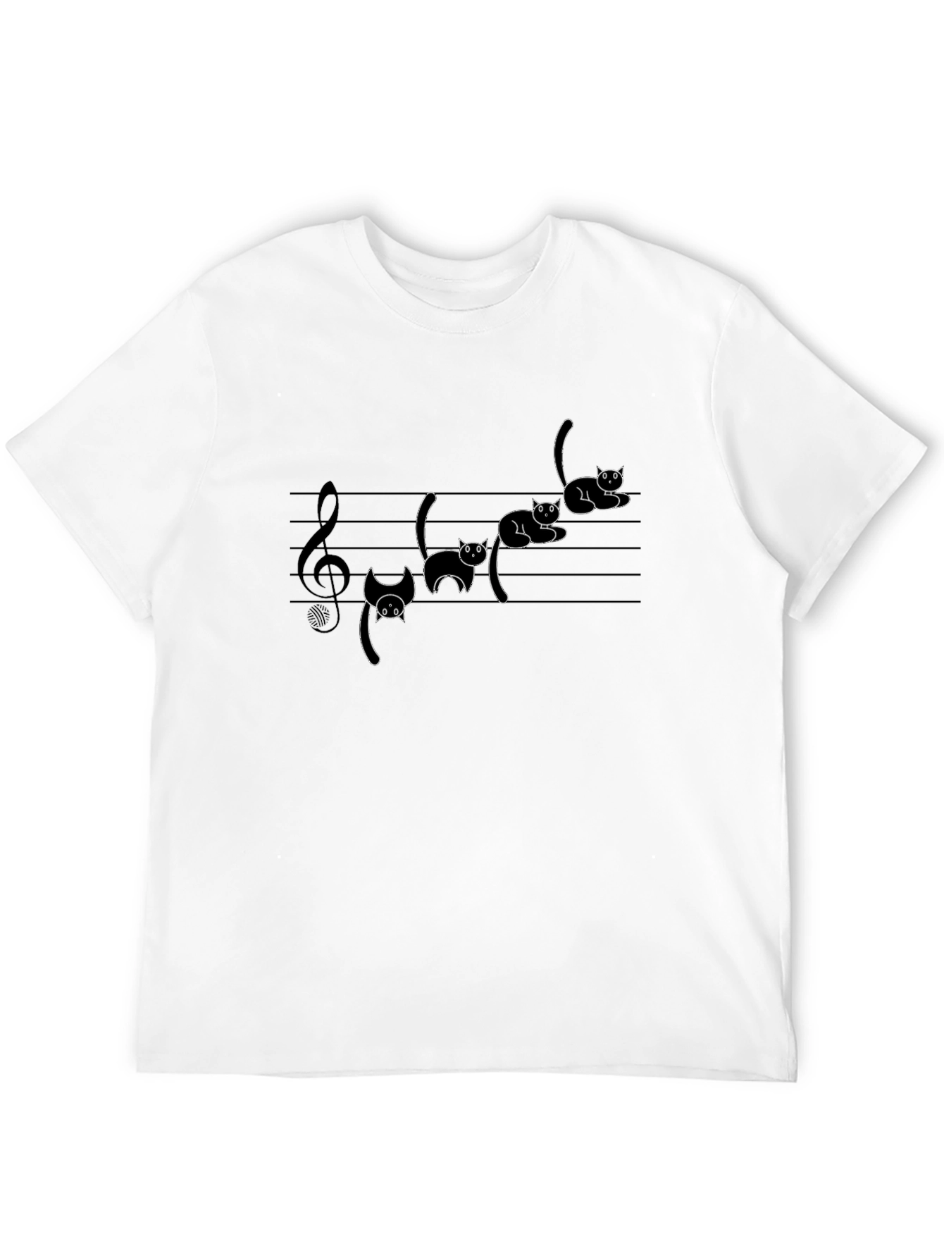 Musical Cats Graphic Tee - Black Cotton T-Shirt