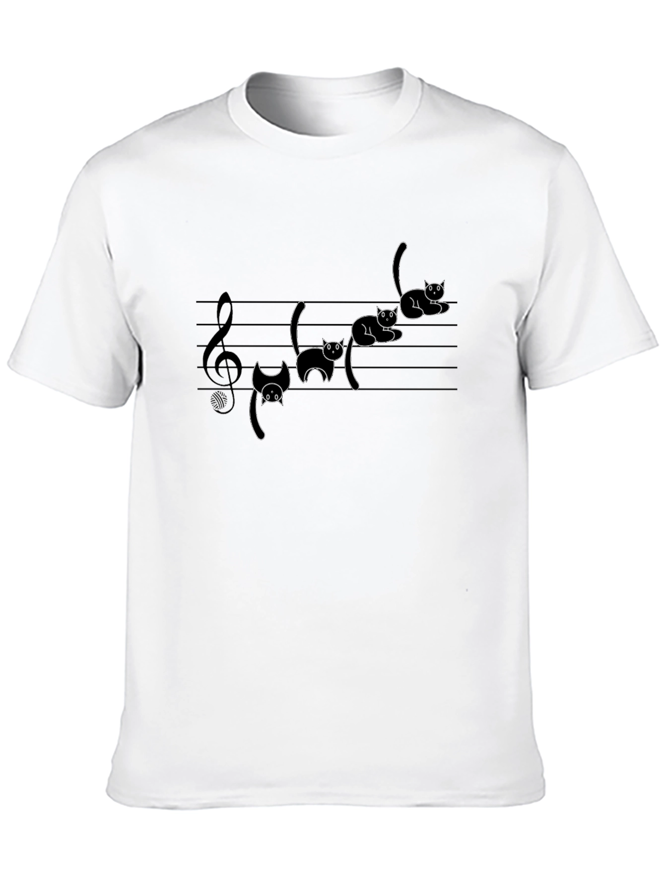 Musical Cats Graphic Tee - Black Cotton T-Shirt