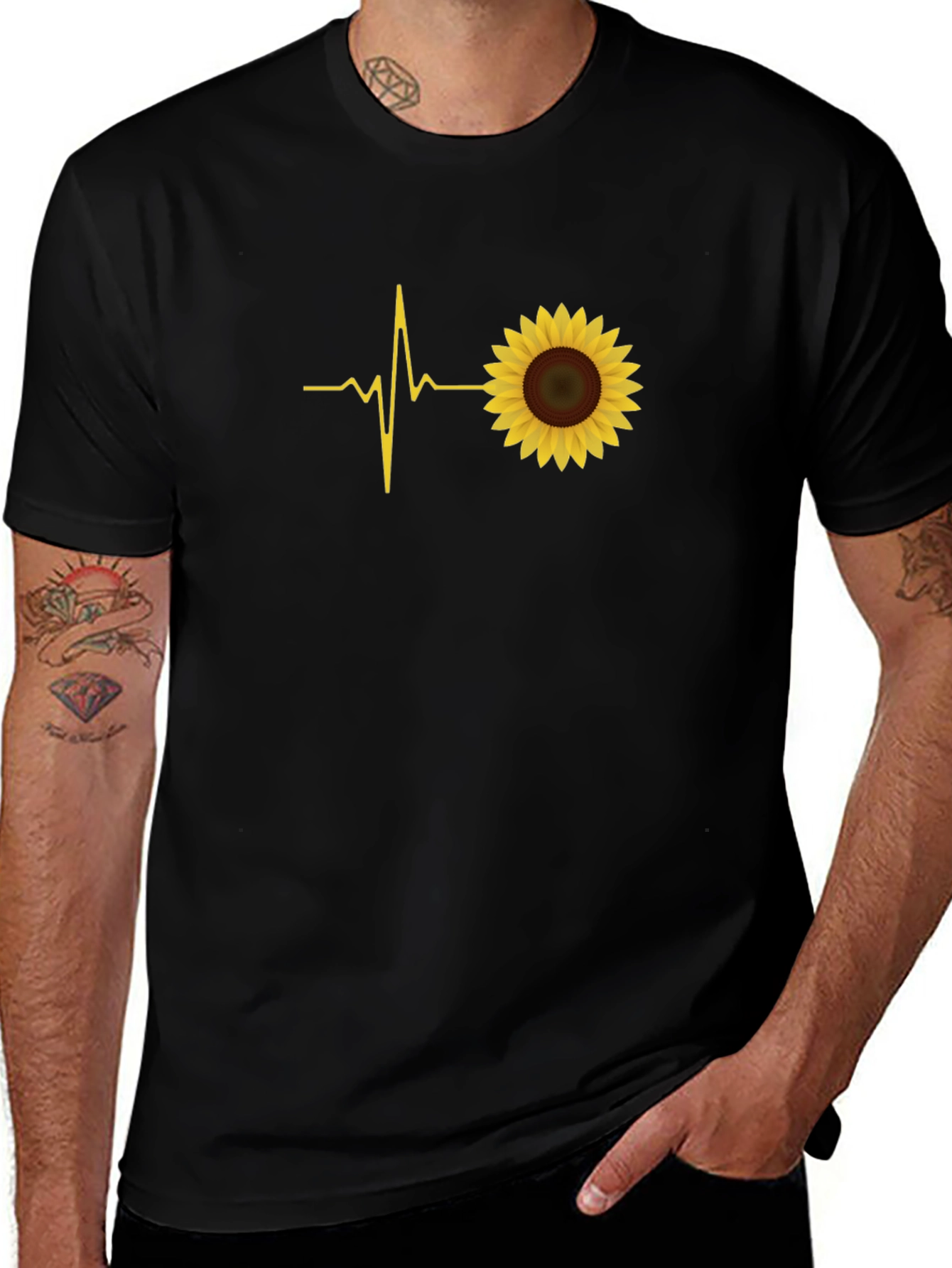 Sunflower Heartbeat Black Graphic Tee