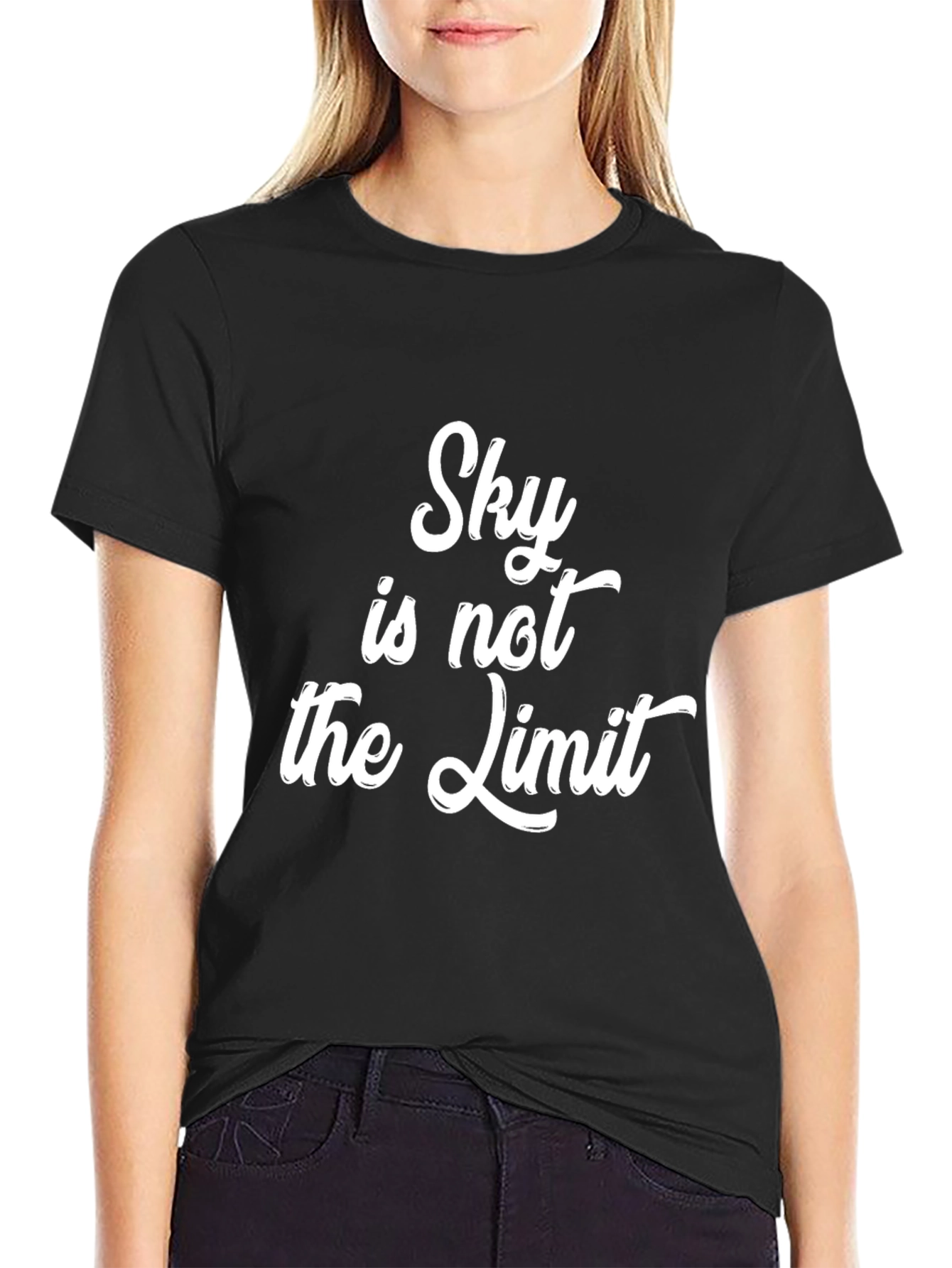 Sky is Not The Limit Black Graphic T-Shirt