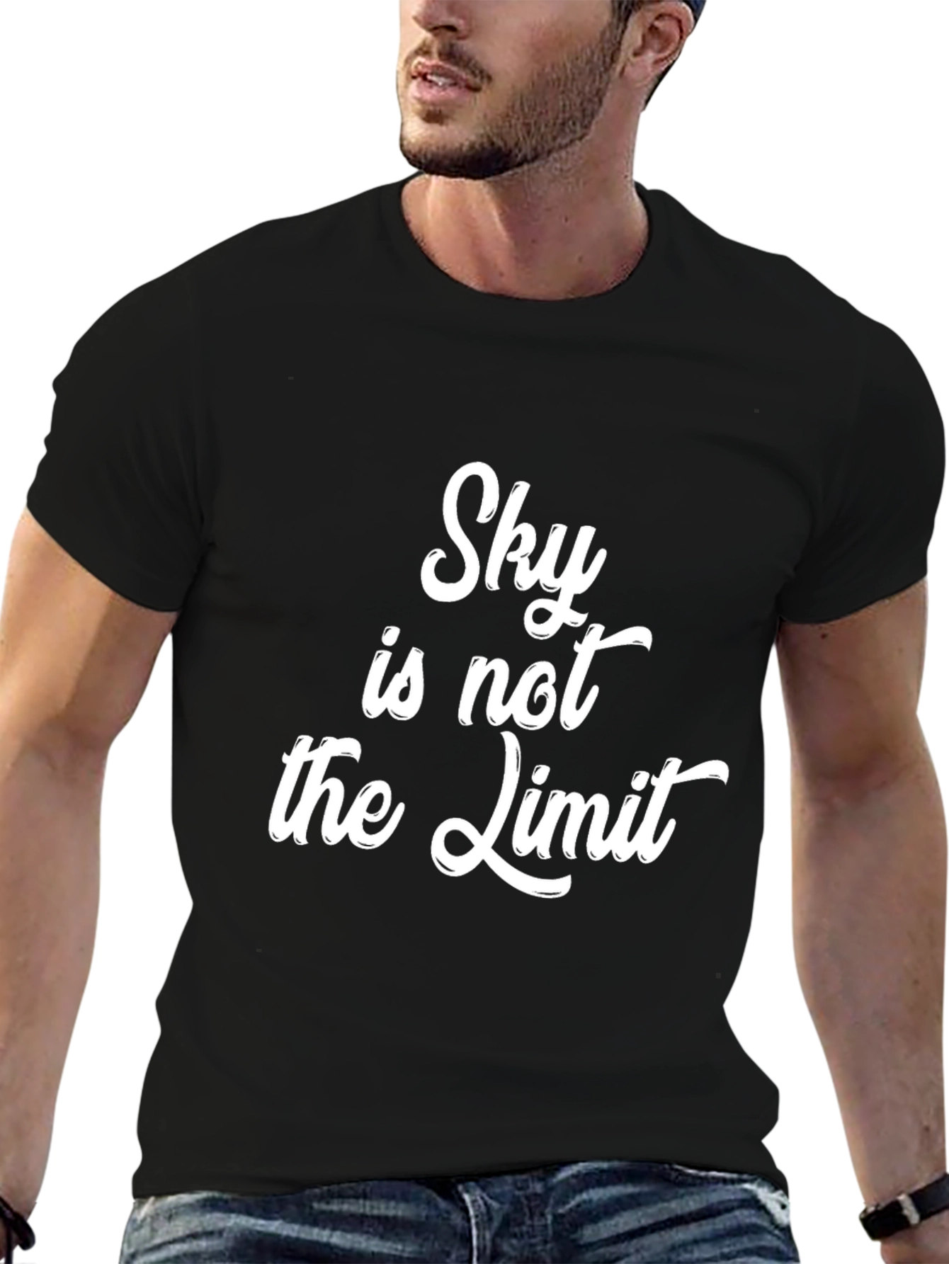 Sky is Not The Limit Black Graphic T-Shirt