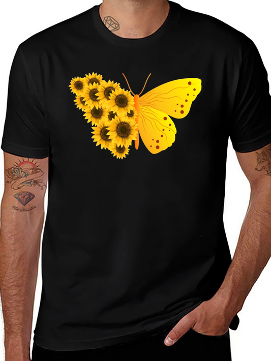 Sunflower Butterfly Graphic T-Shirt