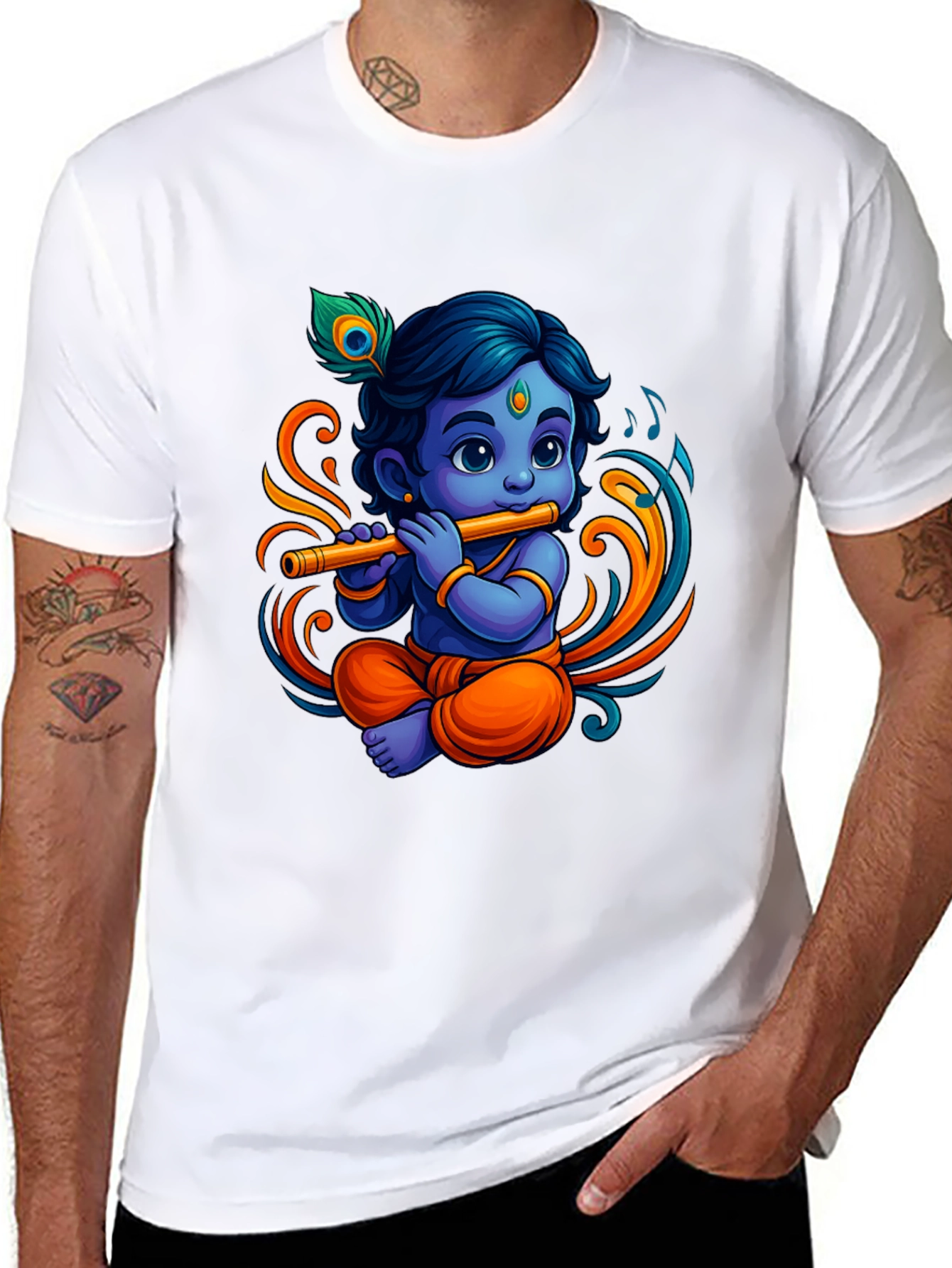 Krishna Flute Black Graphic Tee