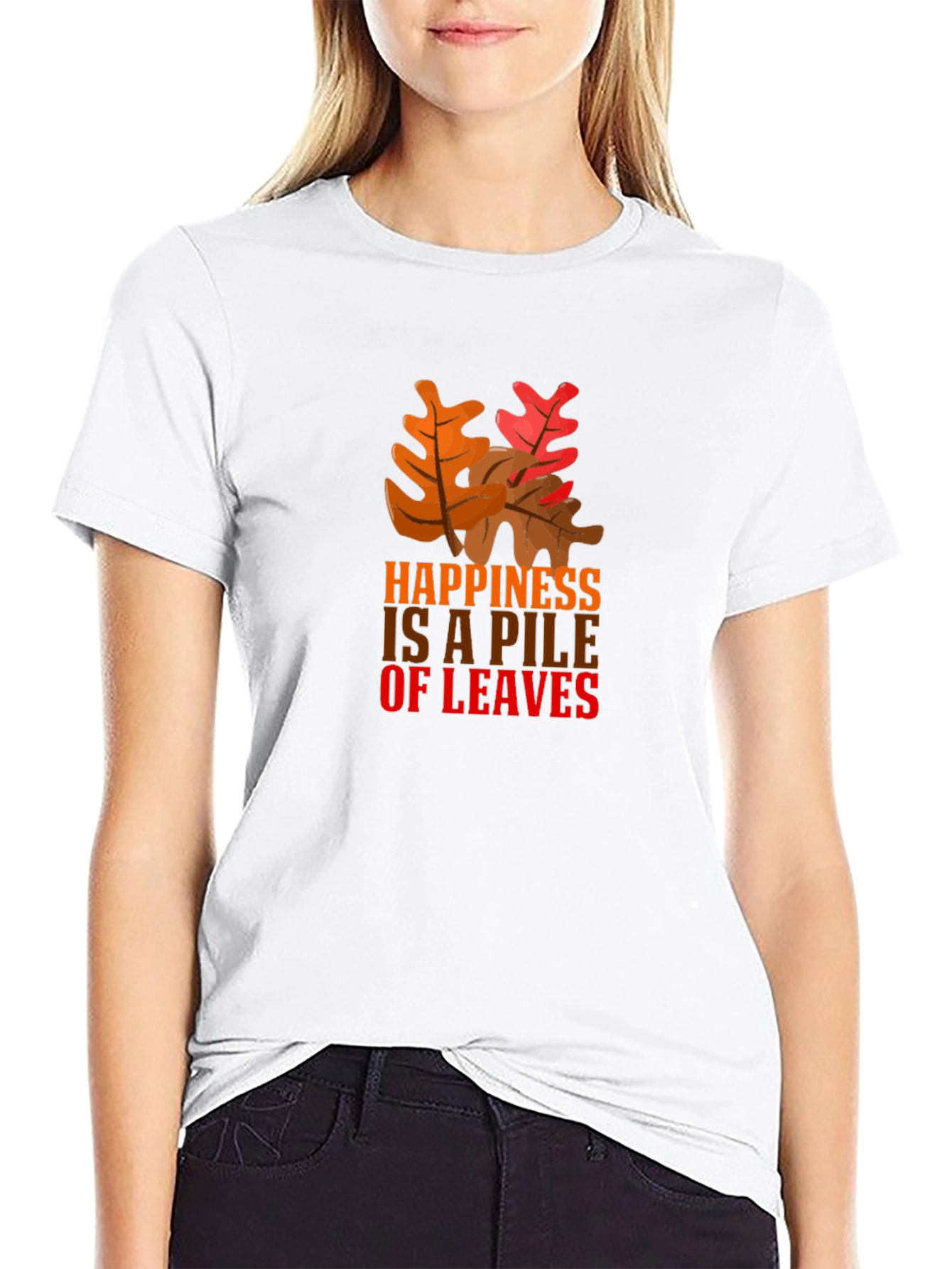 Autumn Leaves Happiness Graphic Tee - Black