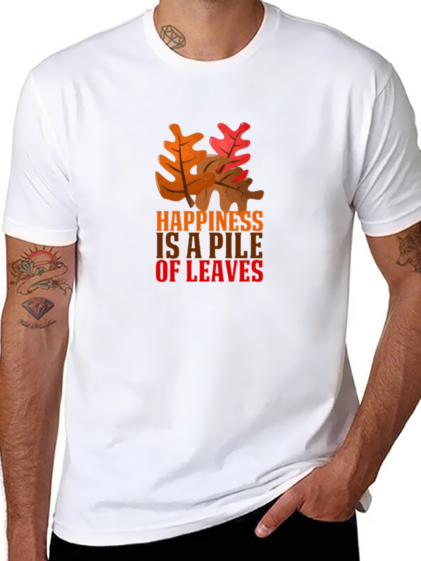 Autumn Leaves Happiness Graphic Tee - Black