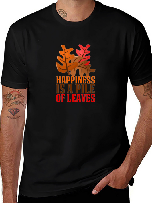Autumn Leaves Happiness Graphic Tee - Black