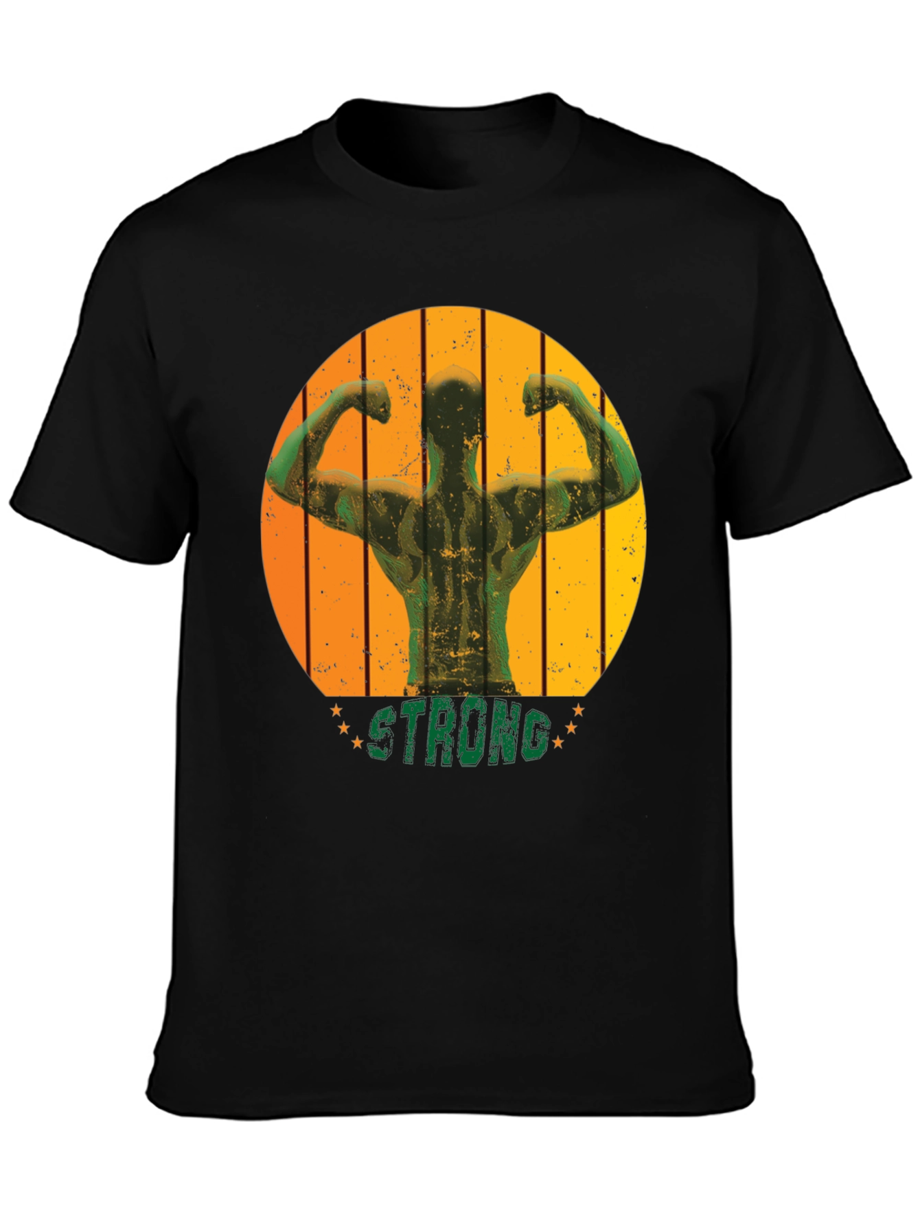 Mens Black Strong Muscle Graphic T-Shirt