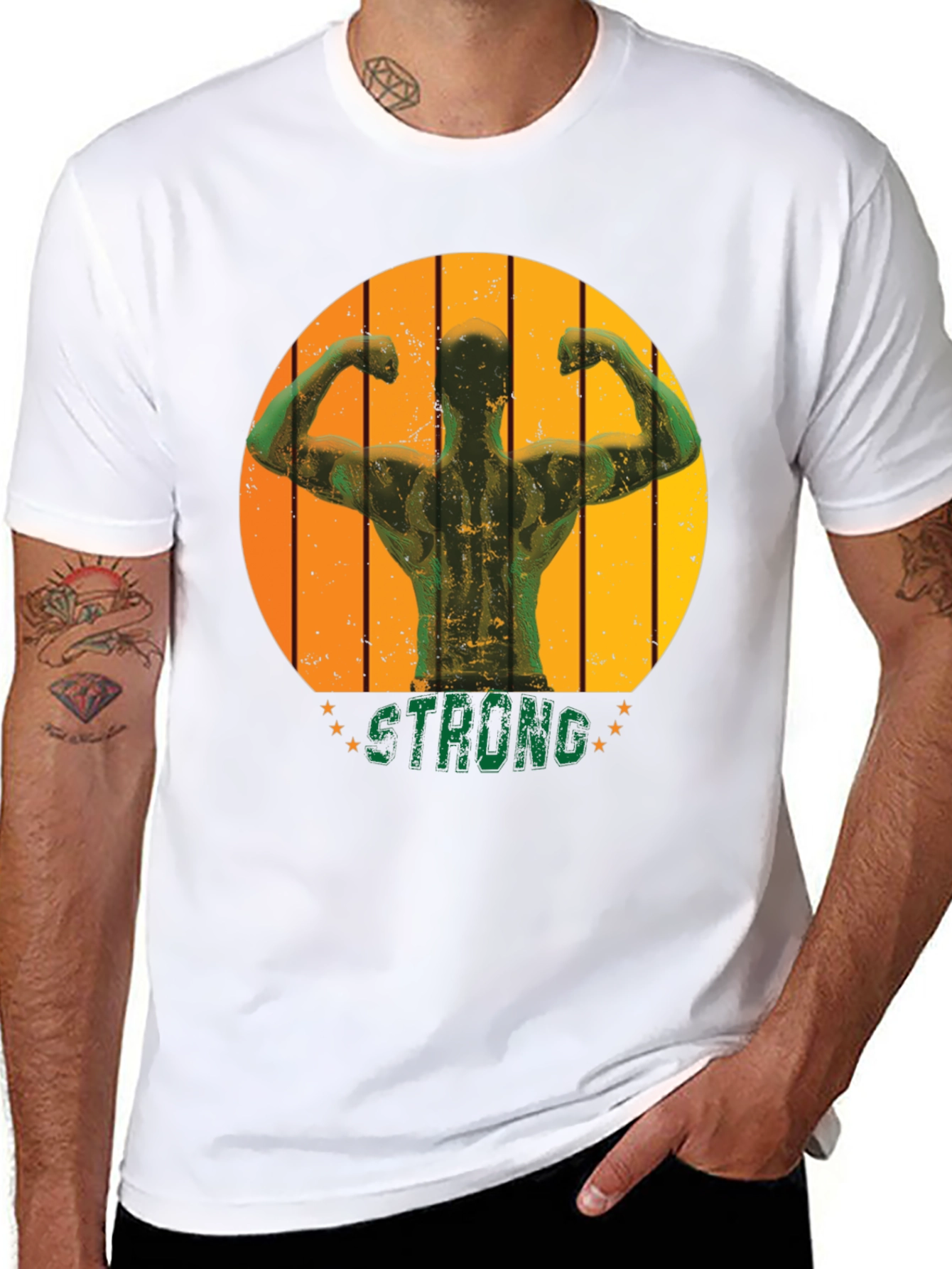 Mens Black Strong Muscle Graphic T-Shirt
