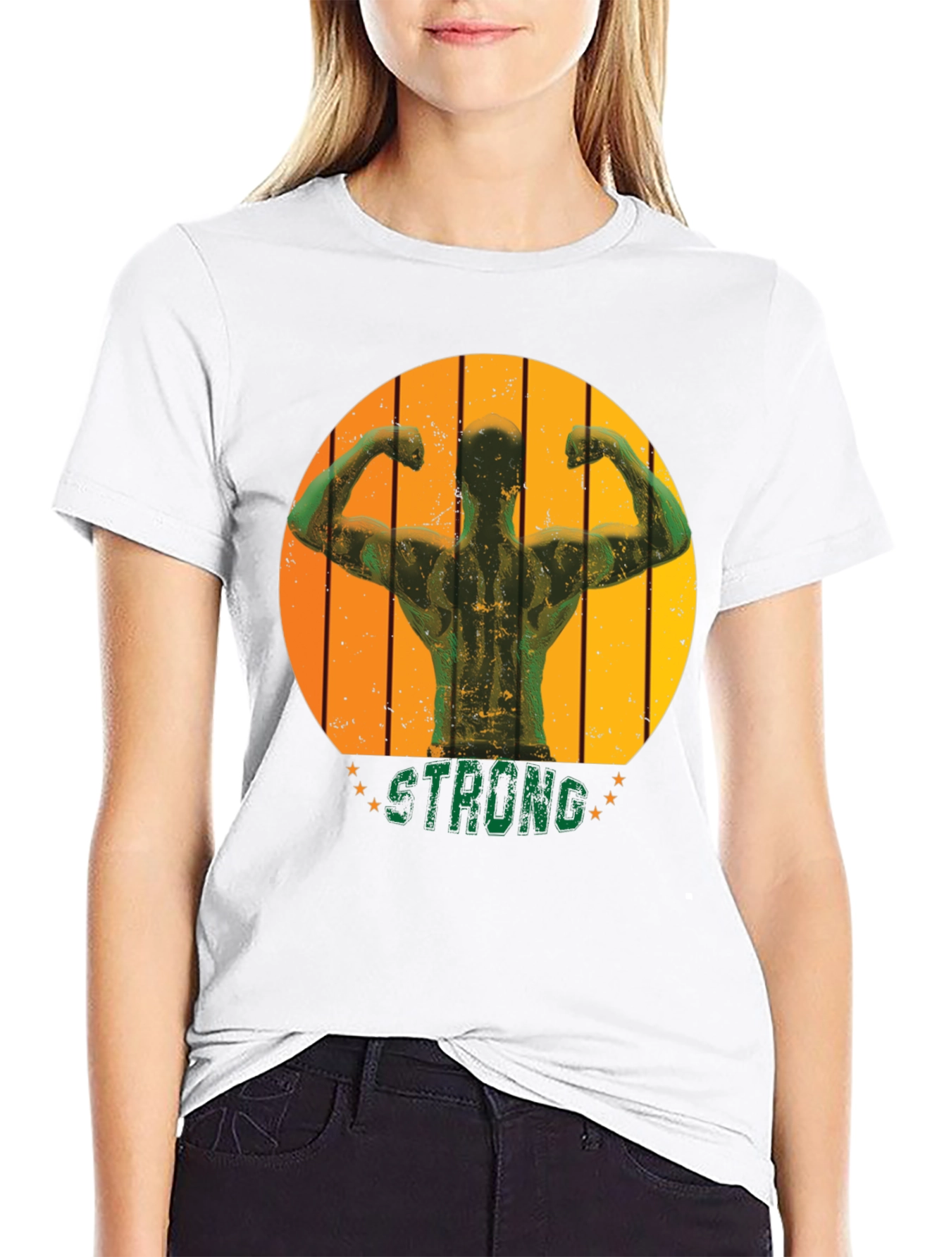 Mens Black Strong Muscle Graphic T-Shirt