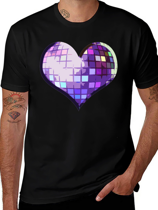 Disco Heart Graphic Tee - Stylish Party Shirt