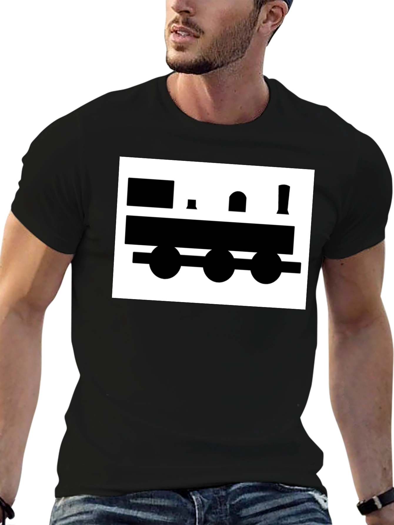 Train Graphic Tee - Classic Black Cotton T-Shirt