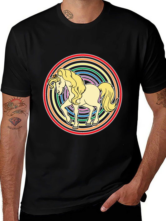 Rainbow Unicorn Graphic Tee - Mens Black T-Shirt