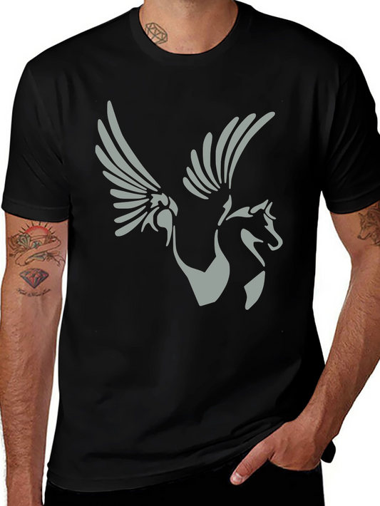 Pegasus Graphic Tee - Black Cotton Shirt