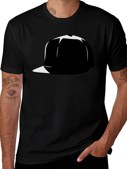 Black T-Shirt with Hat Graphic Tee