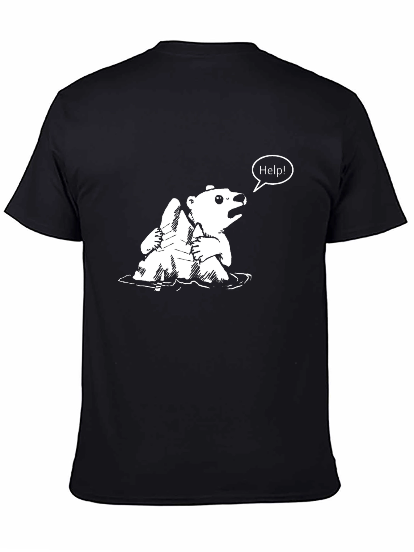 Distressed Polar Bear Help Graphic T-Shirt