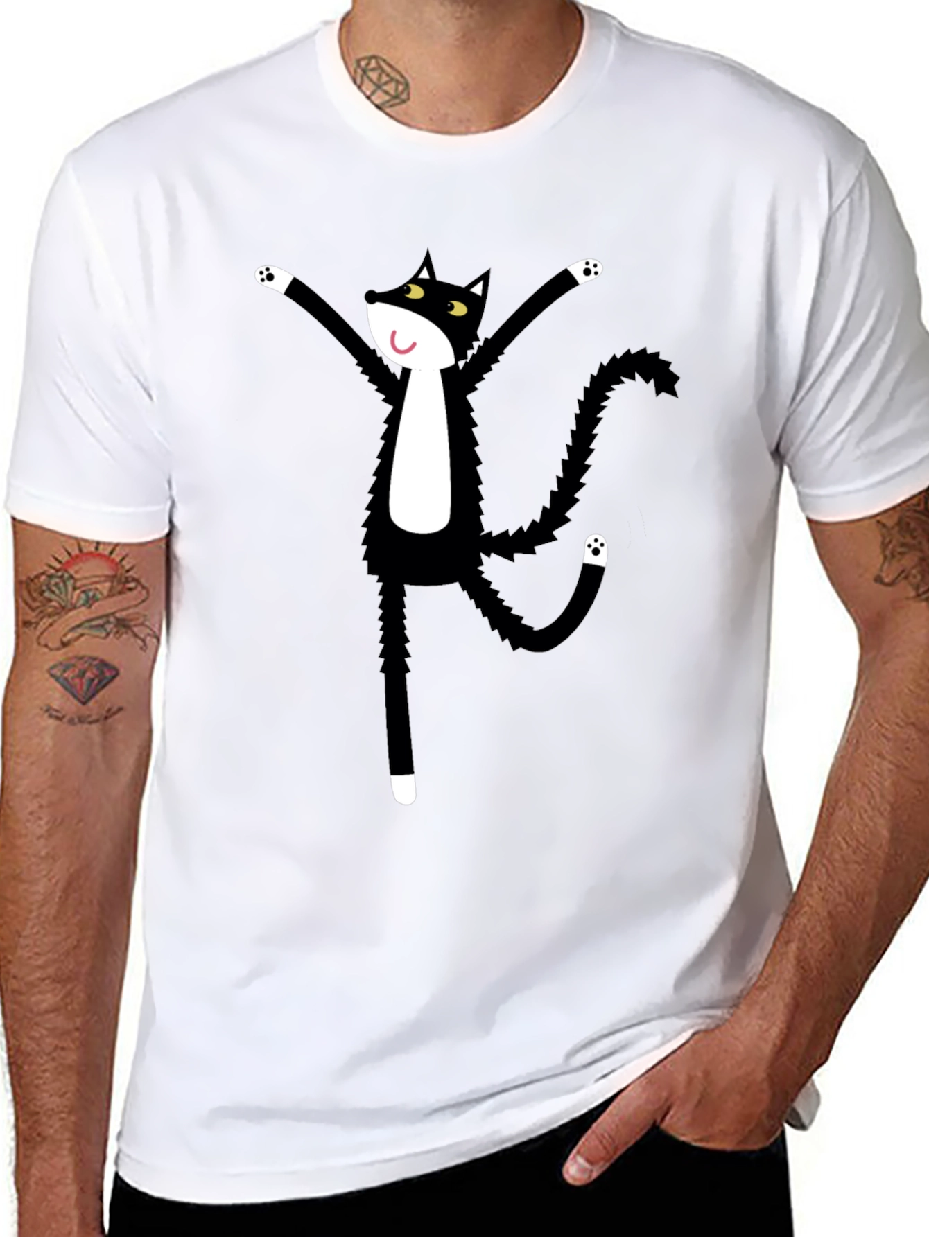 Black Cat Cartoon Graphic Tee