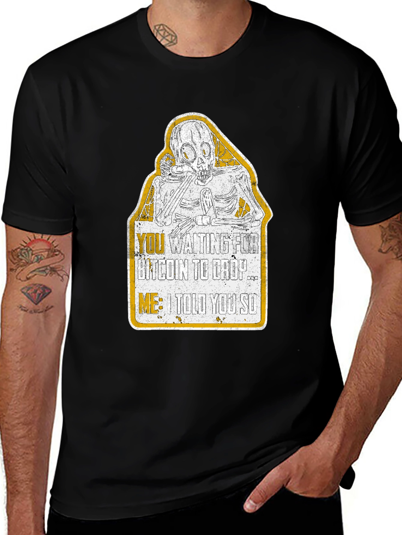 Bitcoin Drop Skeleton Graphic T-Shirt