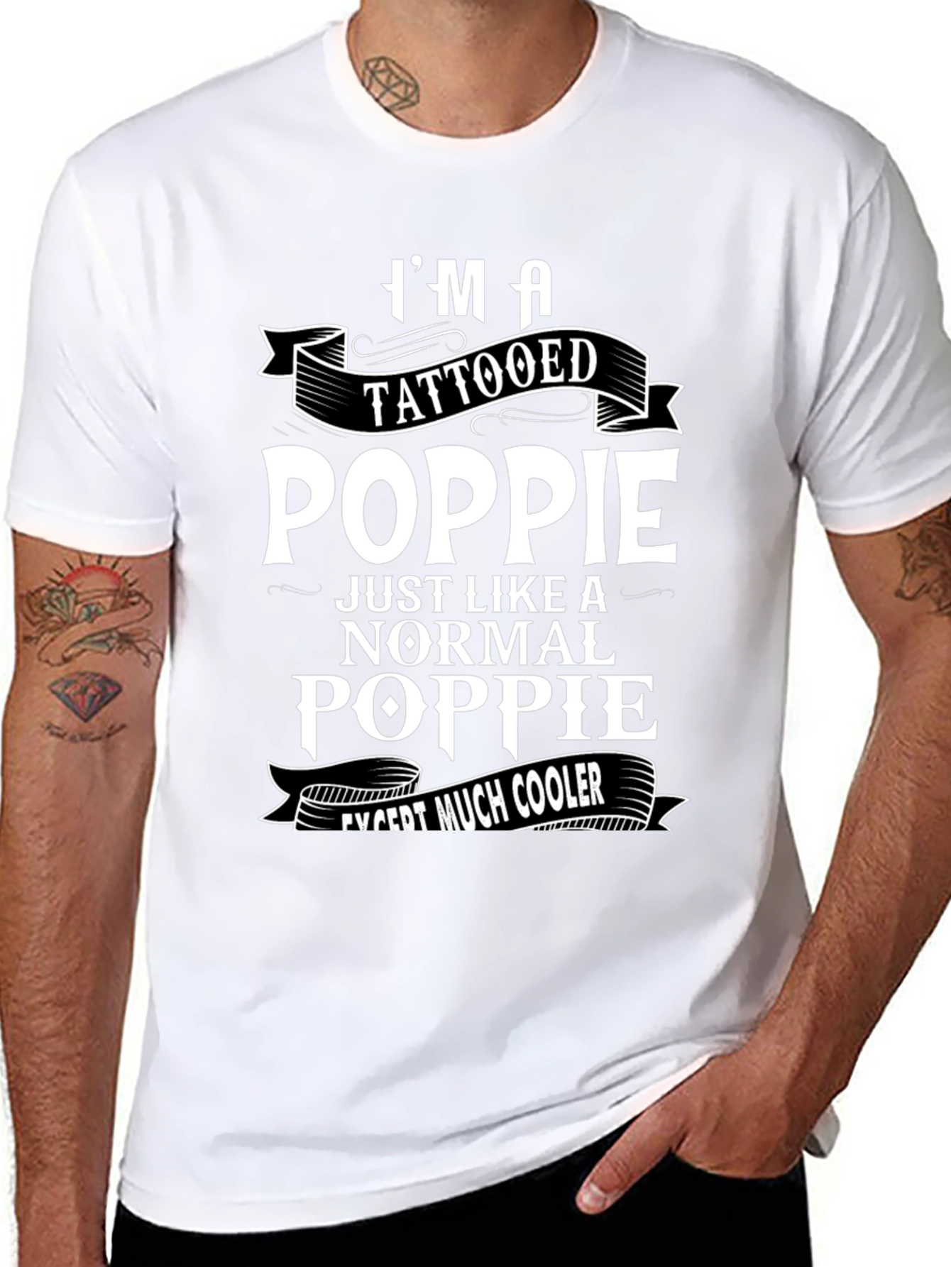 Tattooed Poppie T-Shirt - Cool Grandfather Gift