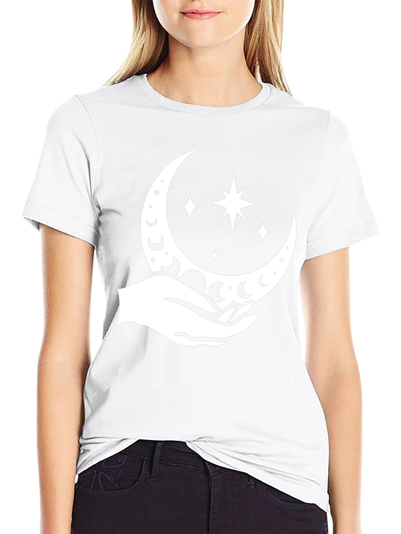 Celestial Hand Graphic Tee - Black Cotton Blend