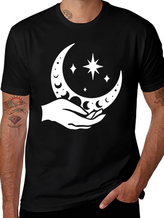 Celestial Hand Graphic Tee - Black Cotton Blend