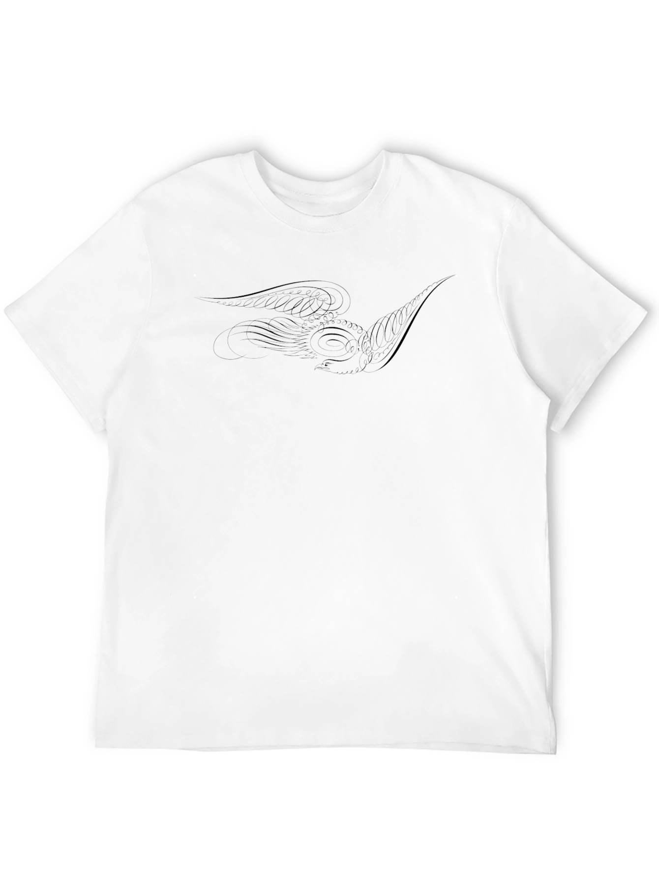 Black Graphic Tee - Abstract Wing Design