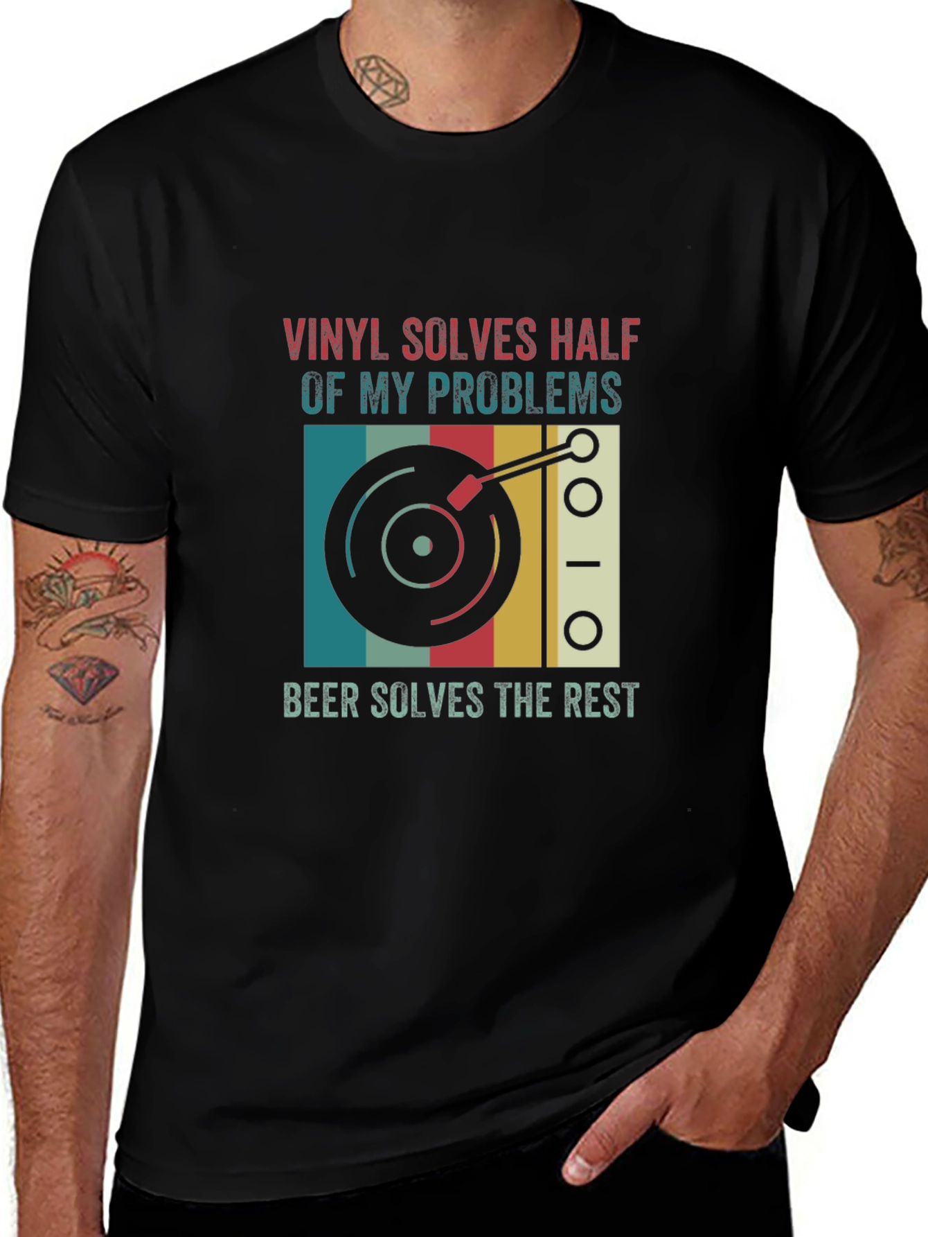 Vinyl and Beer Humor T-Shirt
