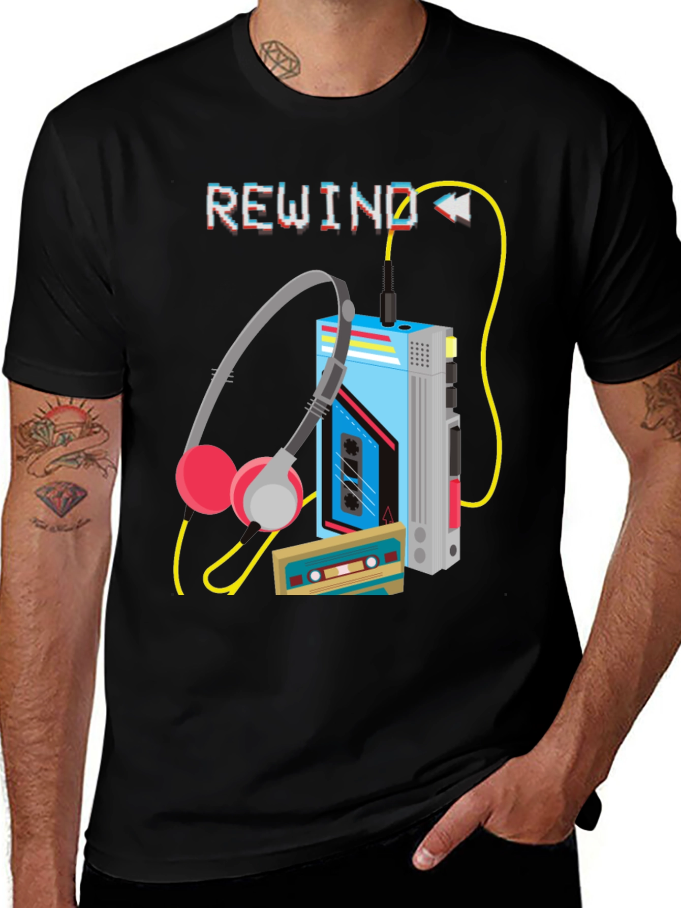 Rewind Cassette Player Graphic T-Shirt