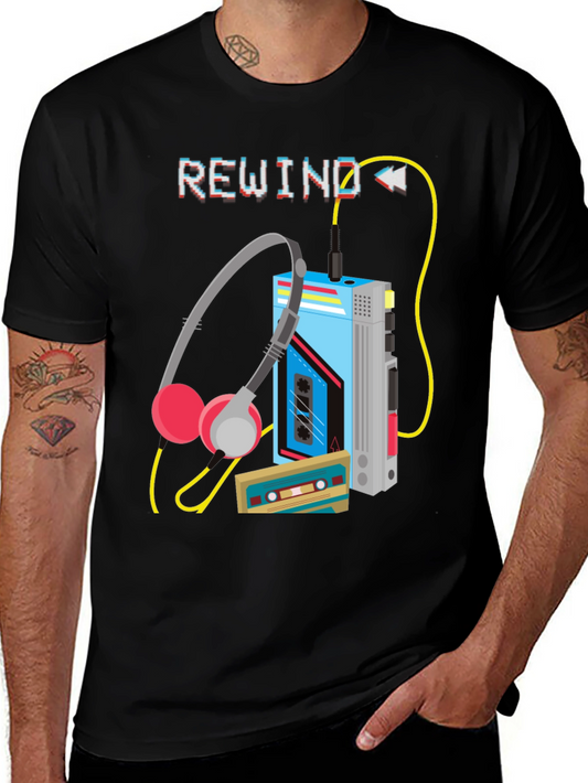 Rewind Cassette Player Graphic T-Shirt