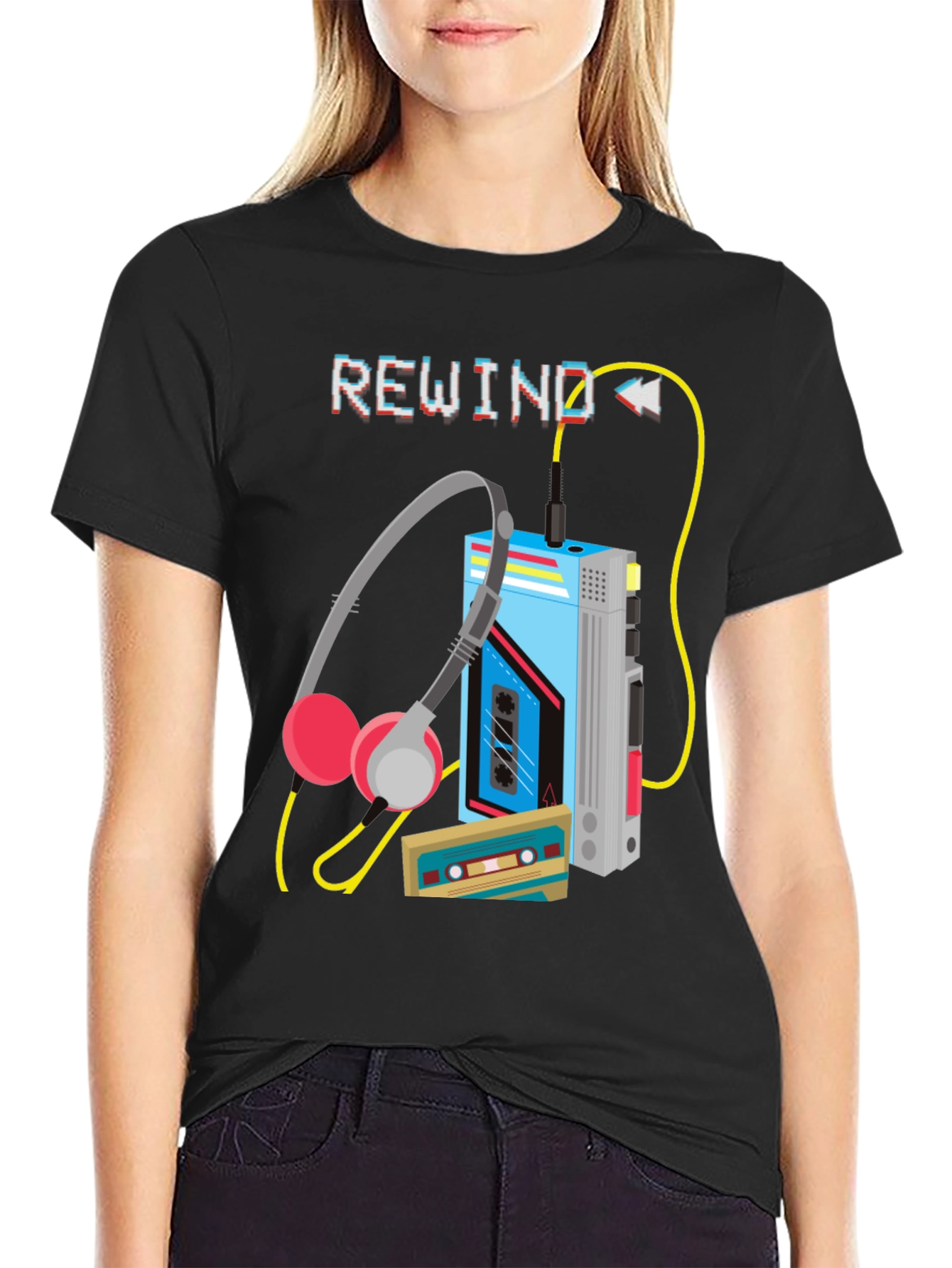 Rewind Cassette Player Graphic T-Shirt