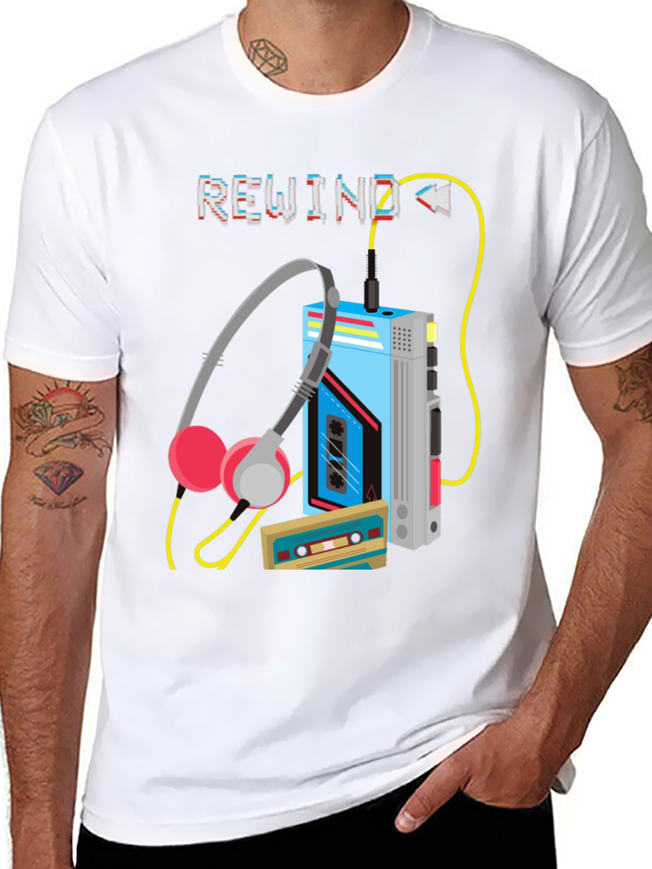 Rewind Cassette Player Graphic T-Shirt