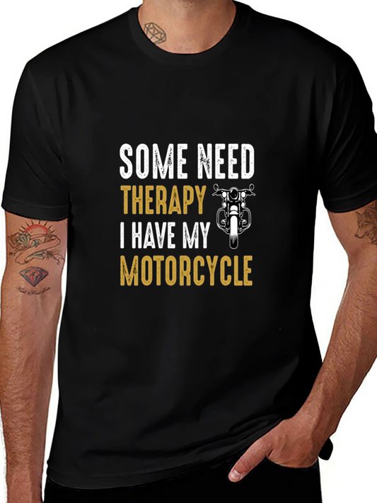 Motorcycle Therapy Graphic T-Shirt - Black Cotton Tee