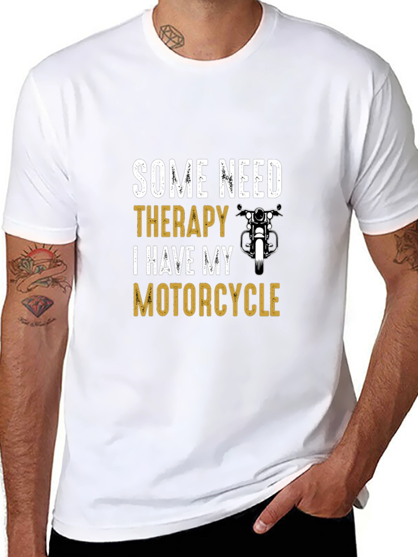 Motorcycle Therapy Graphic T-Shirt - Black Cotton Tee