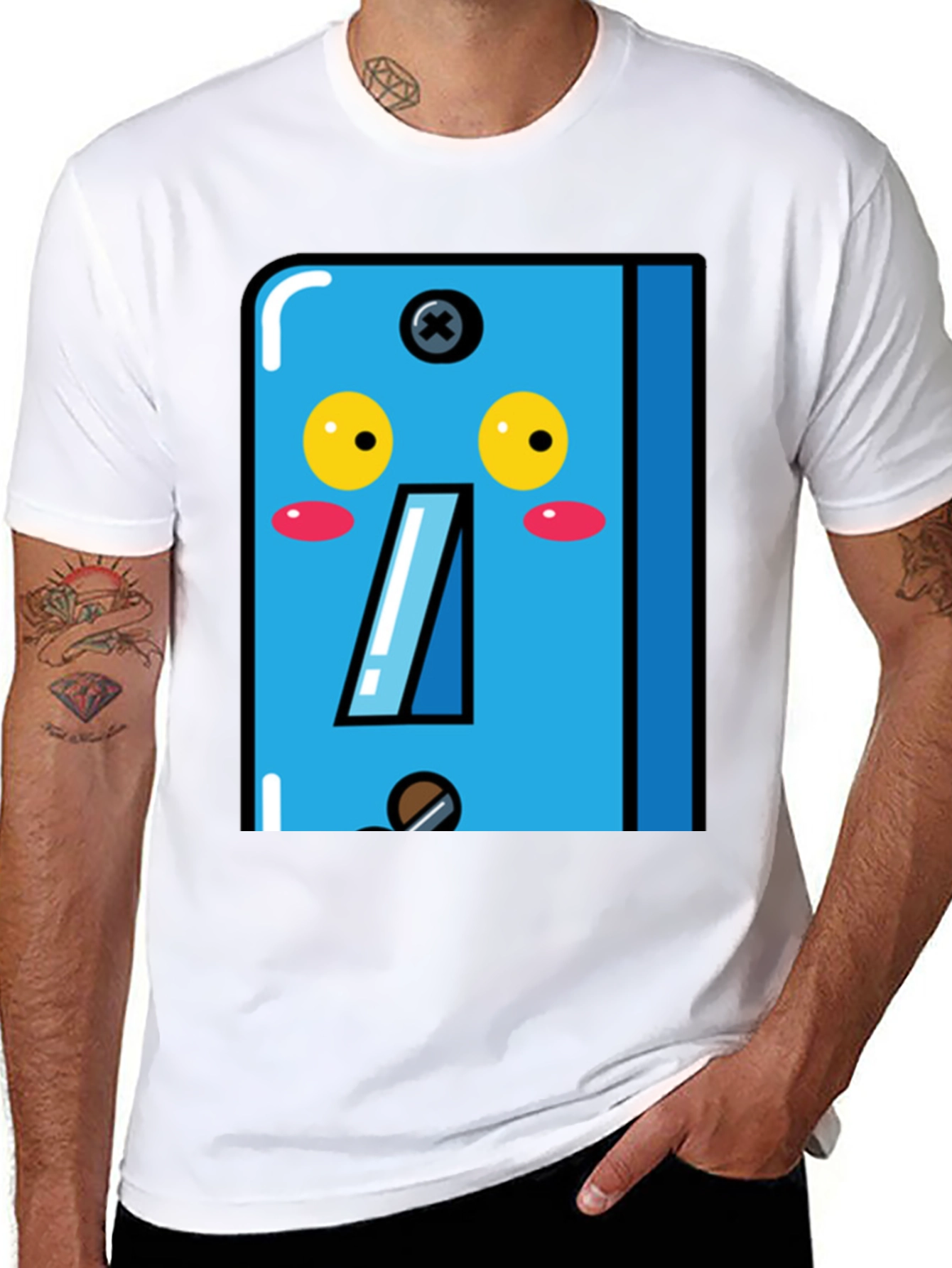 Cute Light Switch Cartoon Graphic T-Shirt