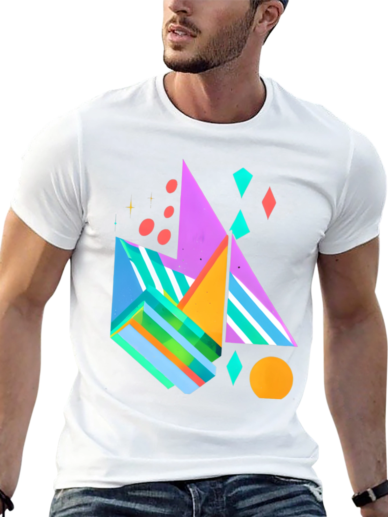 Geometric Pattern Black Graphic Tee