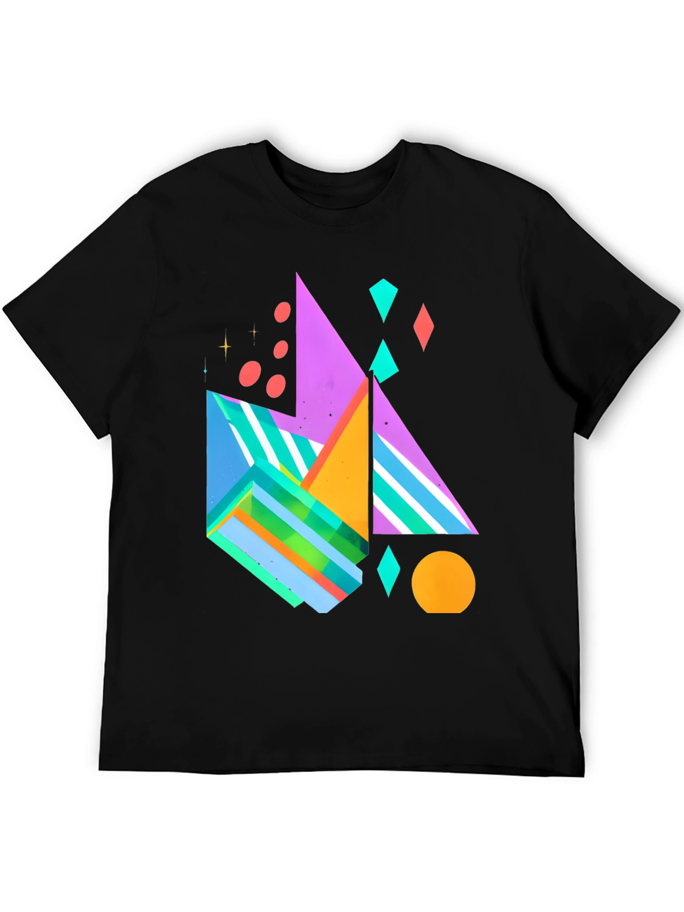 Geometric Pattern Black Graphic Tee