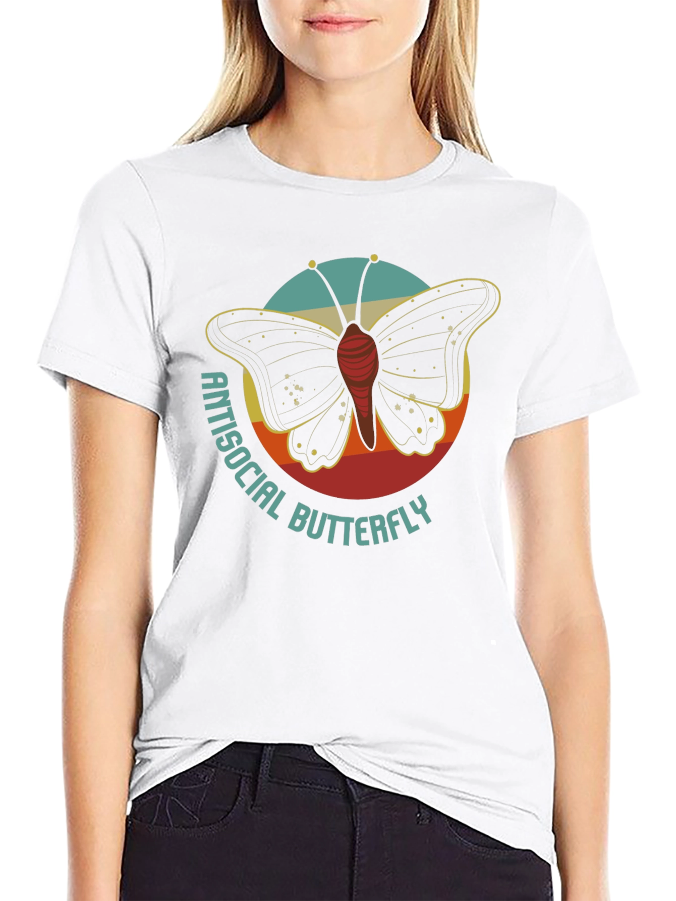 Antisocial Butterfly Graphic Tee - Retro Style