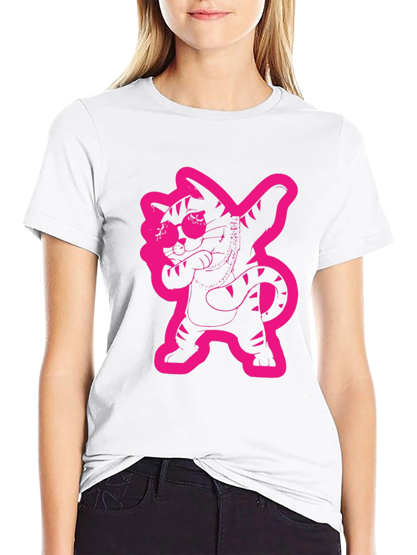 Dabbing Cat Graphic Tee - Cool Black T-Shirt