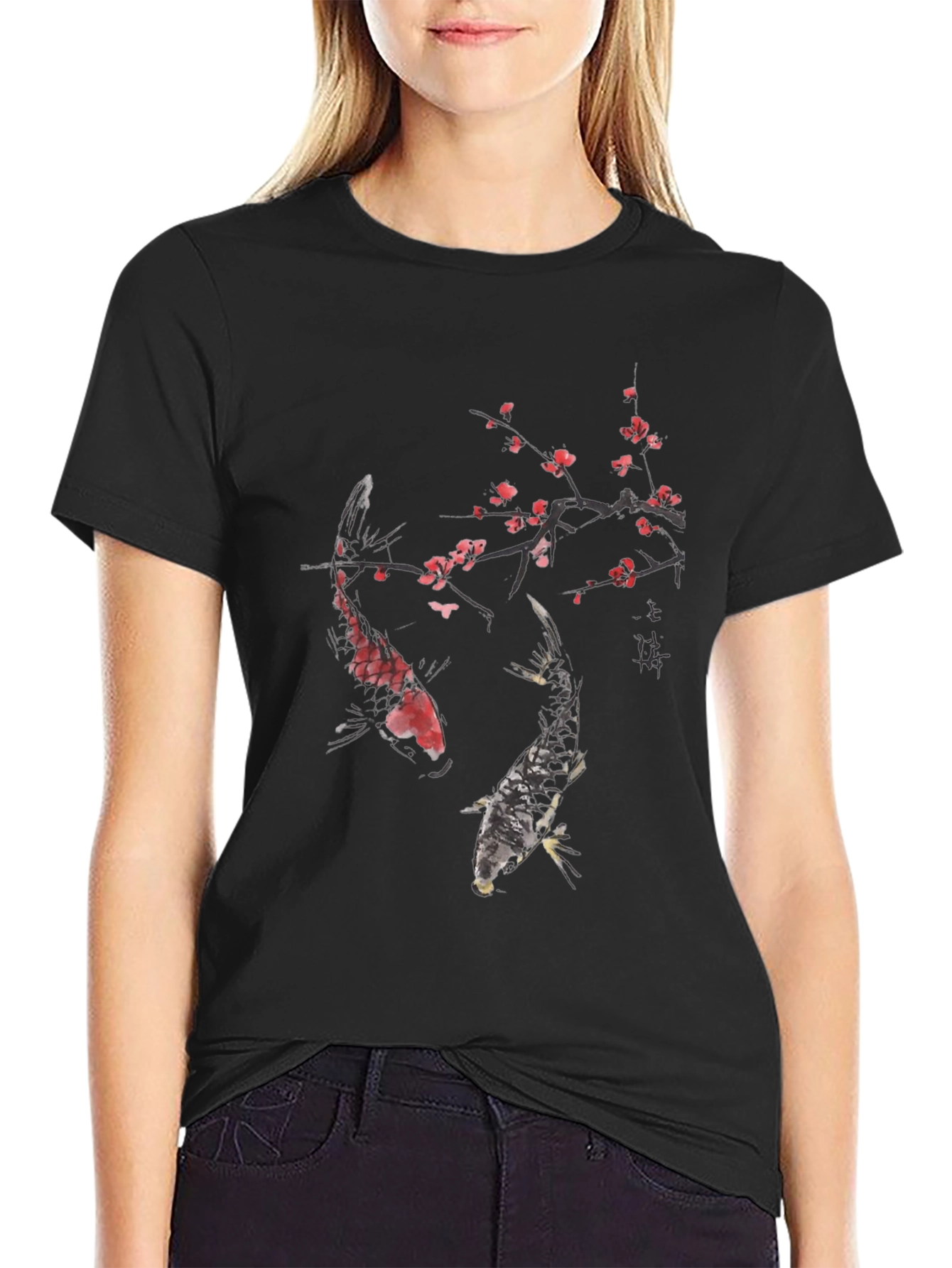 Koi Fish & Cherry Blossom Graphic Tee