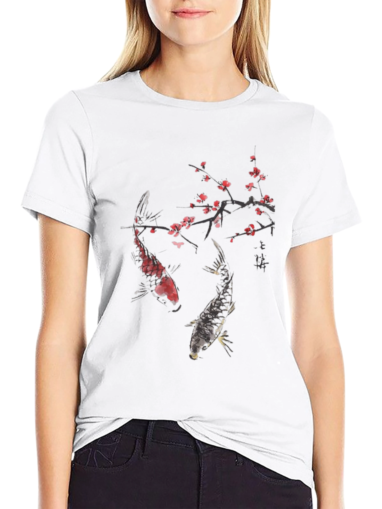 Koi Fish & Cherry Blossom Graphic Tee
